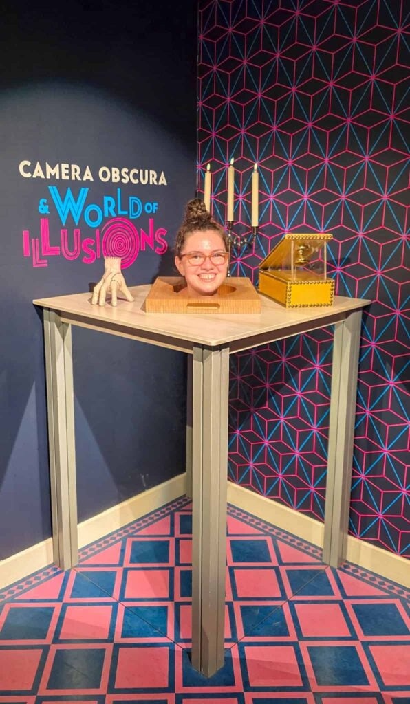 the author at the world of illusions at camera obscura edinburgh
