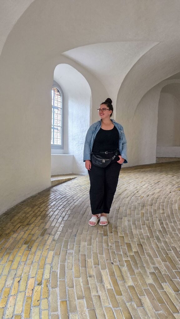 the author inside the Round Tower in Copenhagen