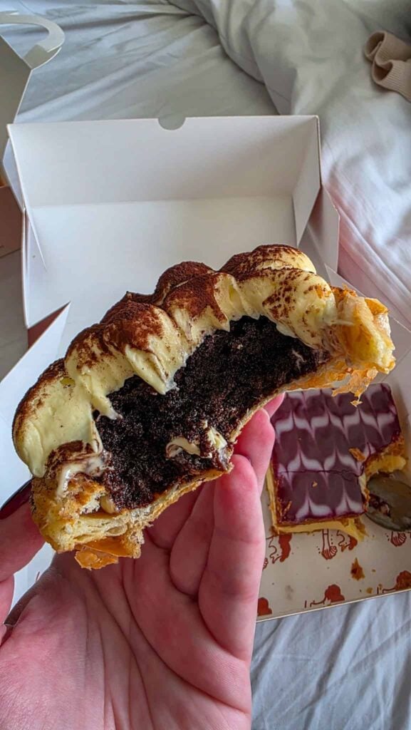 the inside of a pastry from lannan bakery in edinburgh