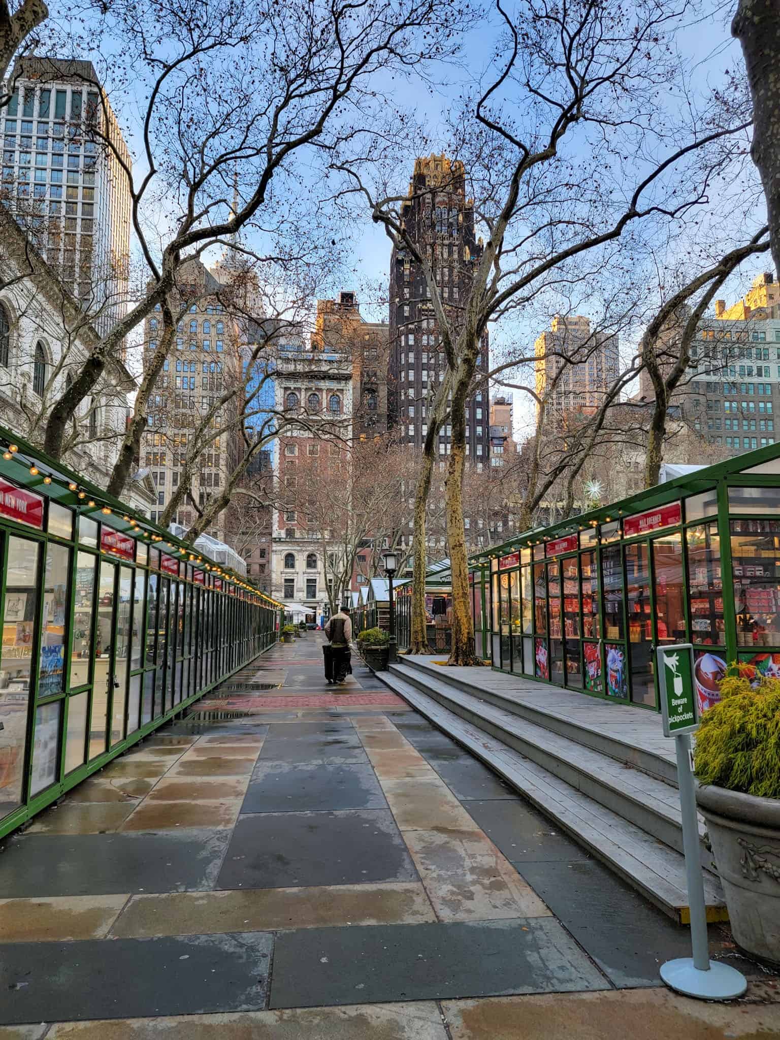 the christmas market stalls at bryant park